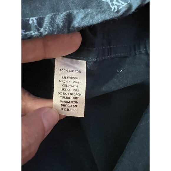 VSTR Premium Mens Blue Button Long Sleeve Shirt Butcher Print Large - Picture 10 of 12